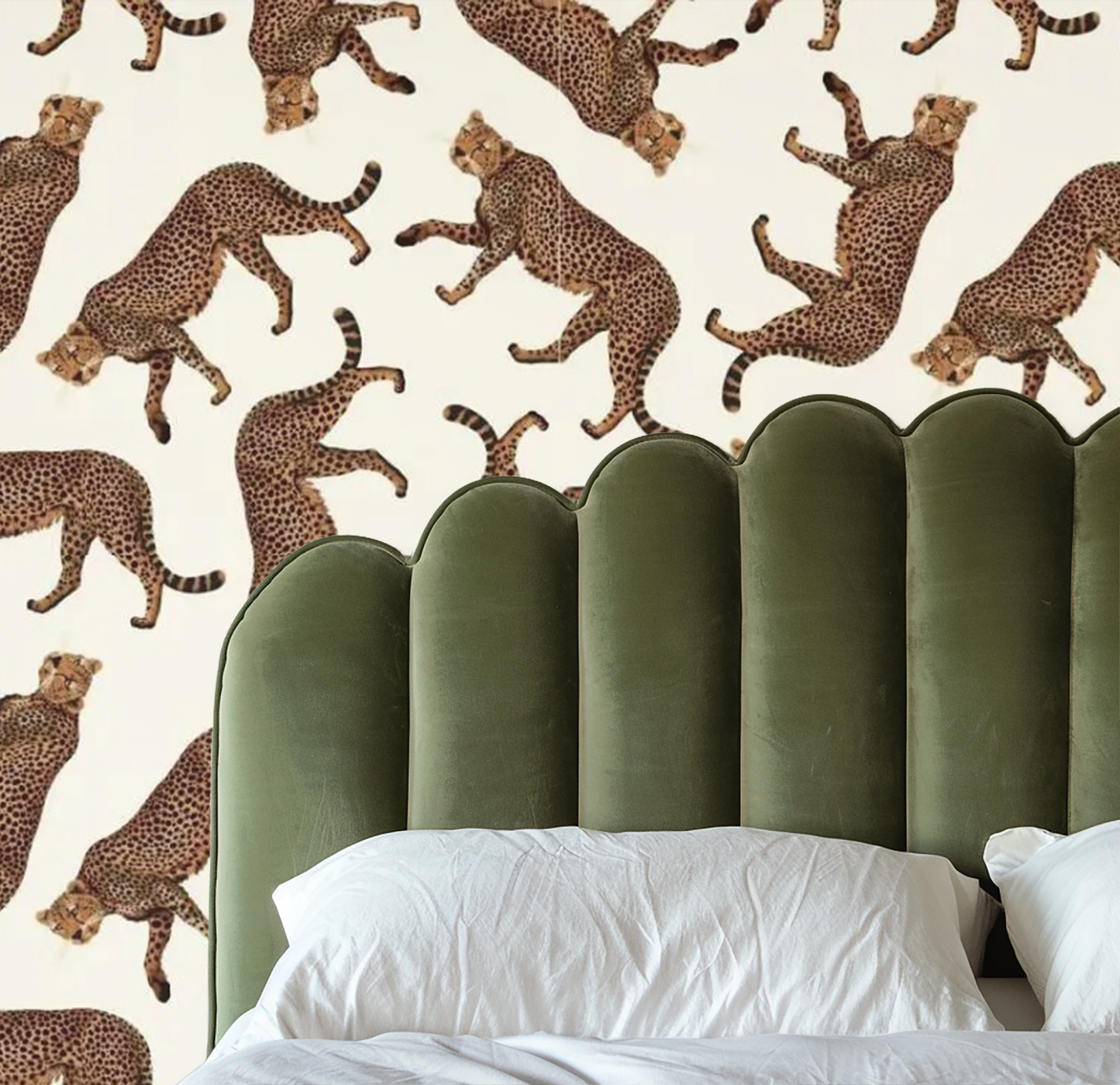 white and brown leopard mural