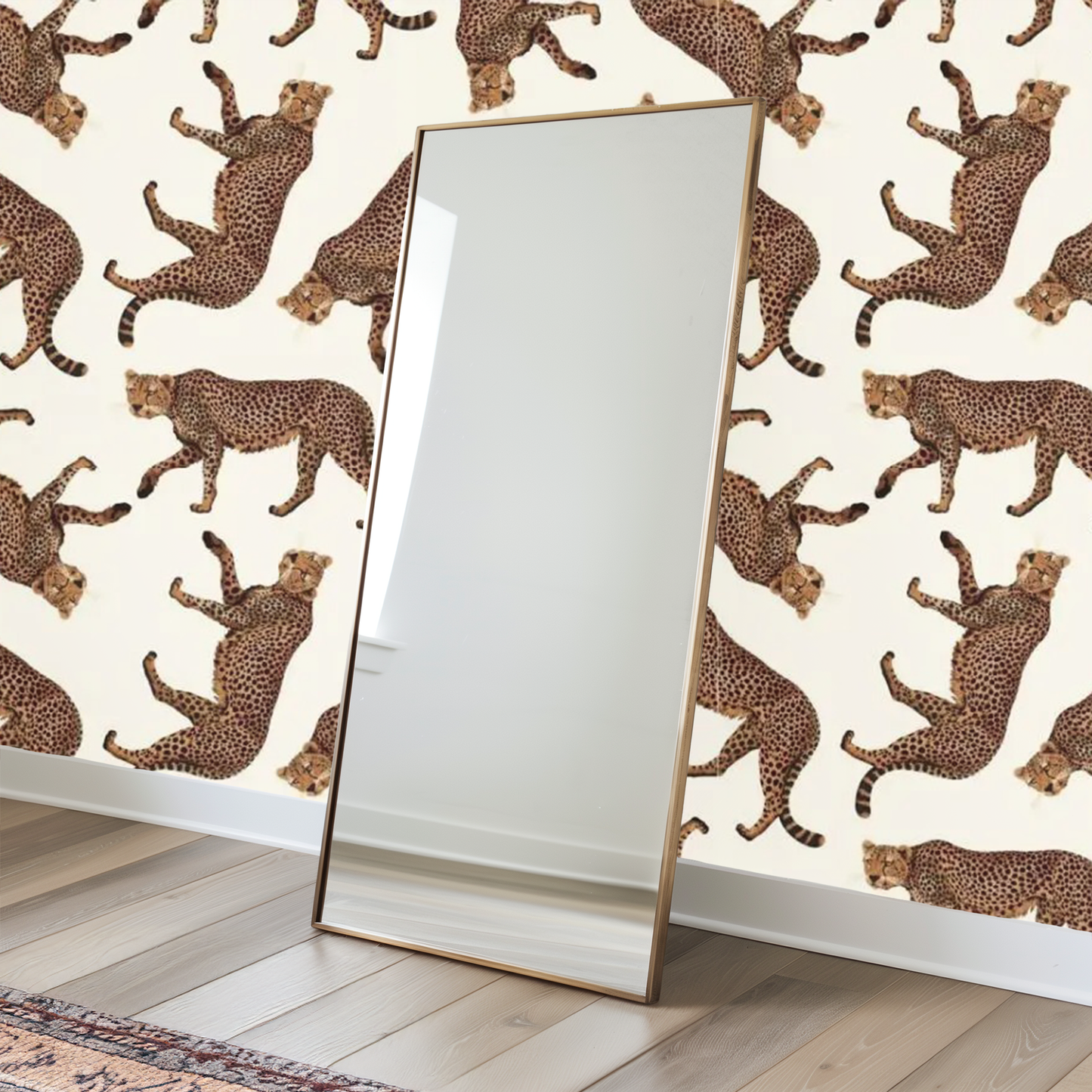 white and brown leopard mural