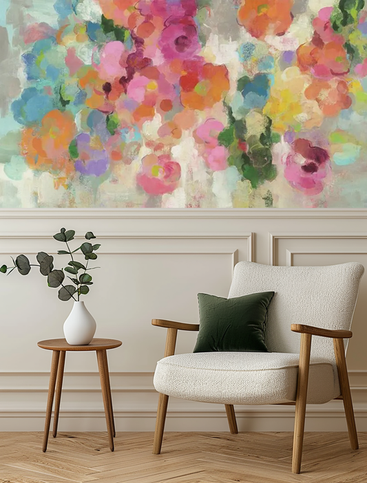 Abstract Bright Watercolour Flowers Mural