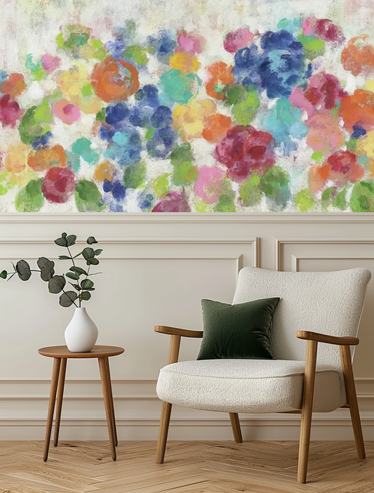 Abstract Multi Watercolour Flowers Mural