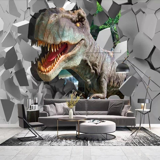 3D T Rex Dinosaur Mural Wallpaper - Fervour Living