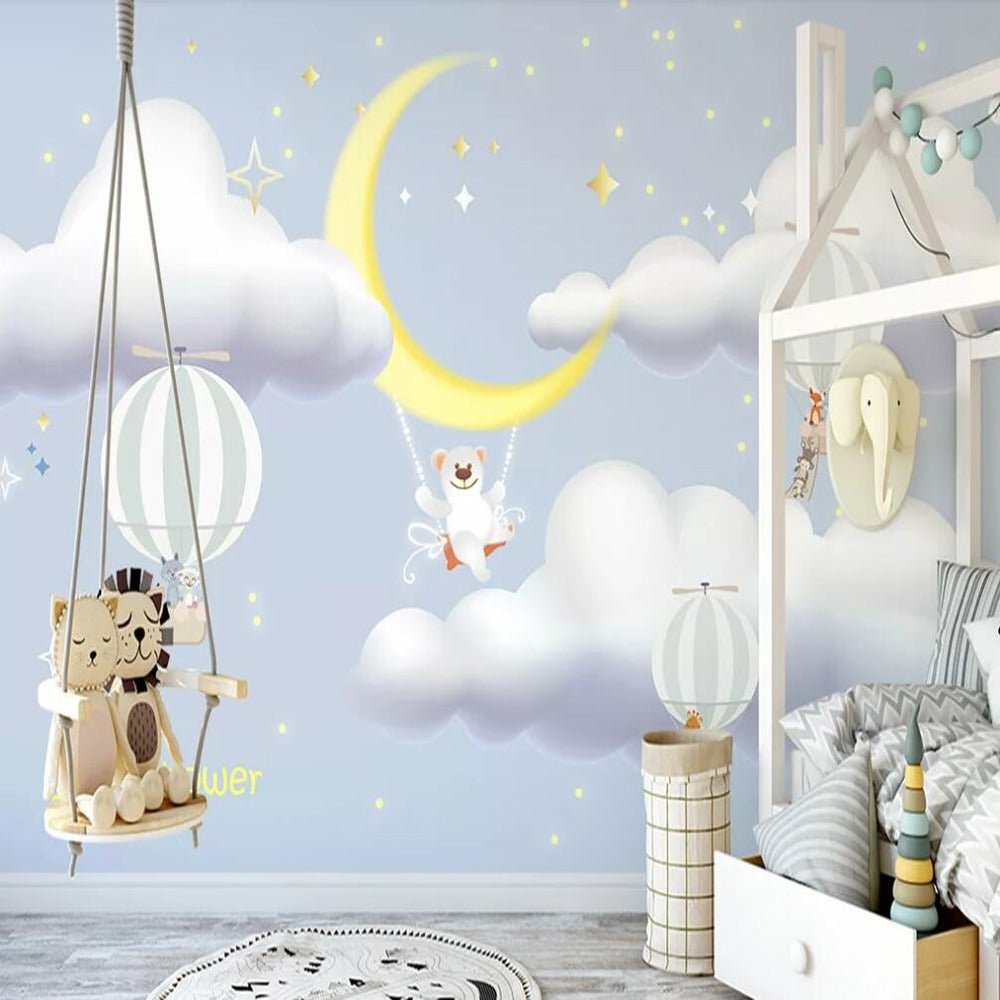 baby bear in the night sky mural wallpaper - fervour living