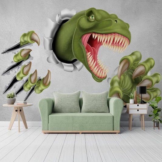 3D Roaring Dinosaur Mural Wallpaper - Fervour Living