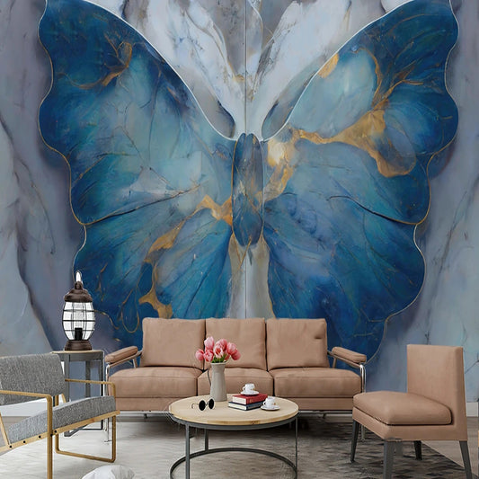 Bold Blue Butterfly Bedroom Mural