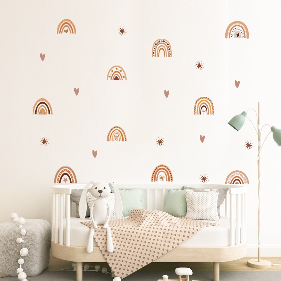 boho unique rainbows and hearts stars nursery wall stickers