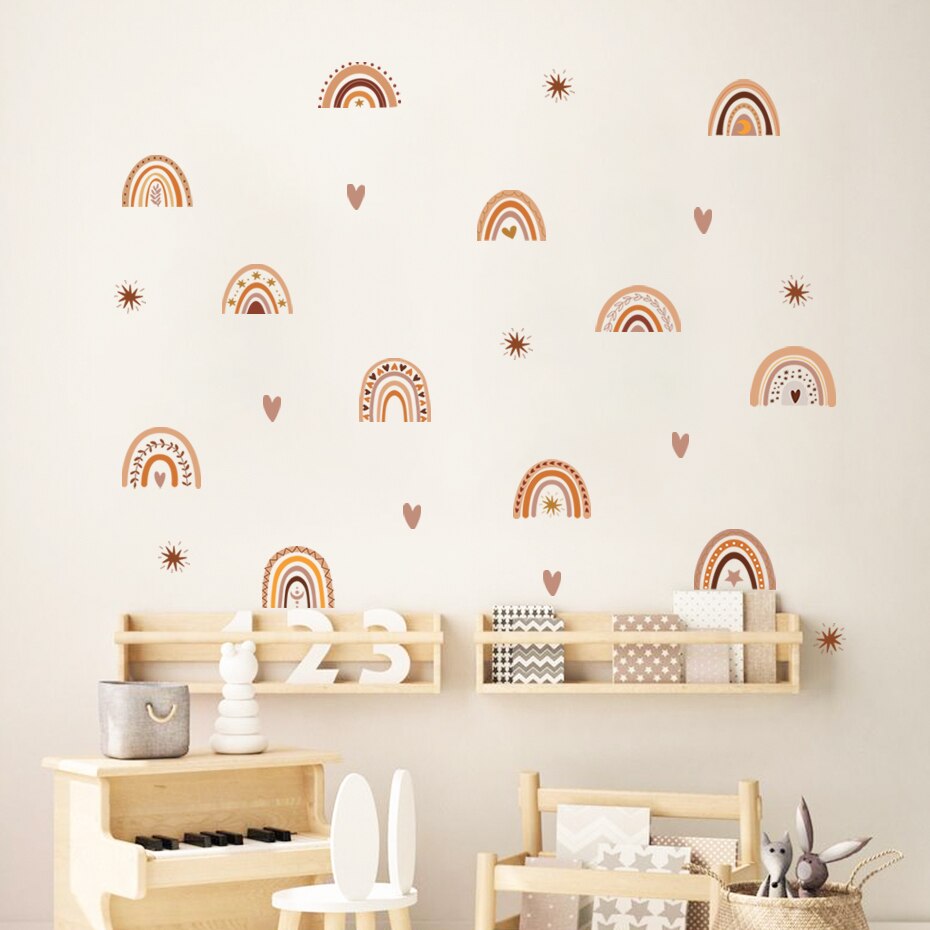 boho unique rainbows and hearts stars nursery wall stickers