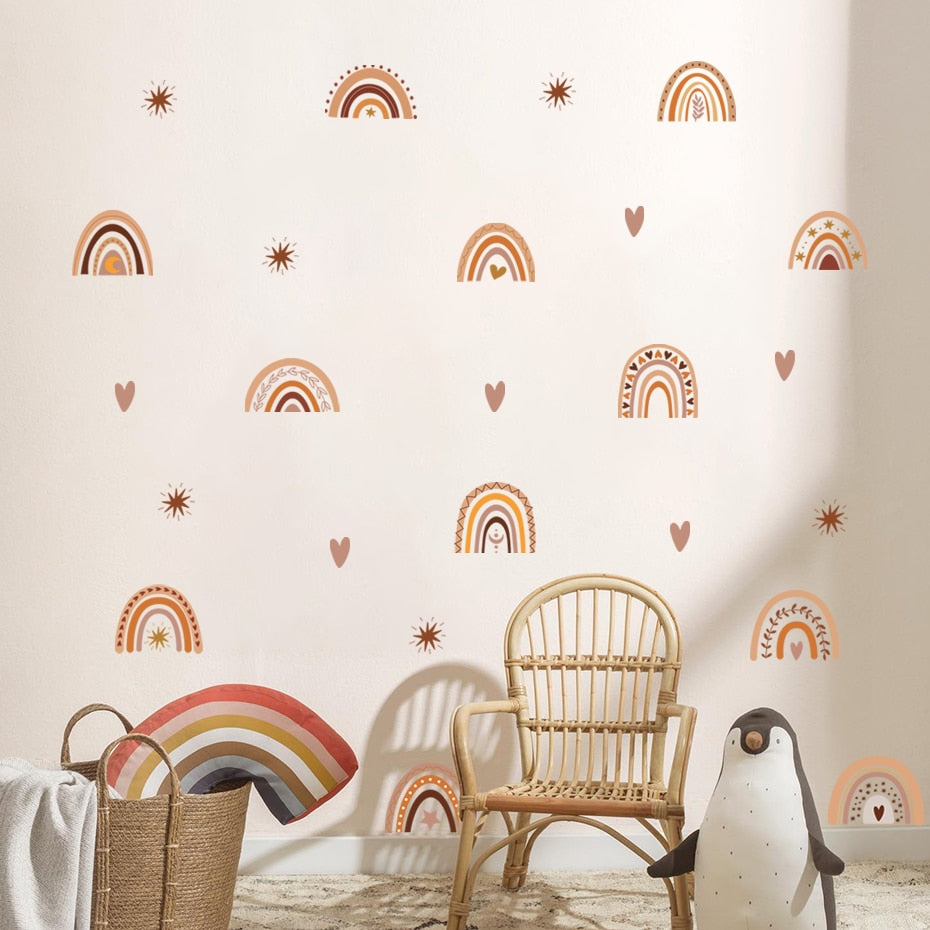 boho unique rainbows and hearts stars nursery wall stickers