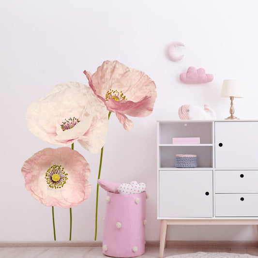 Pink Poppy Floral Wall Sticker Decals