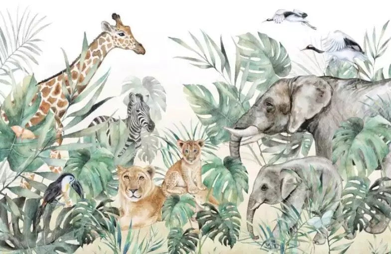 safari animals mural wallpaper