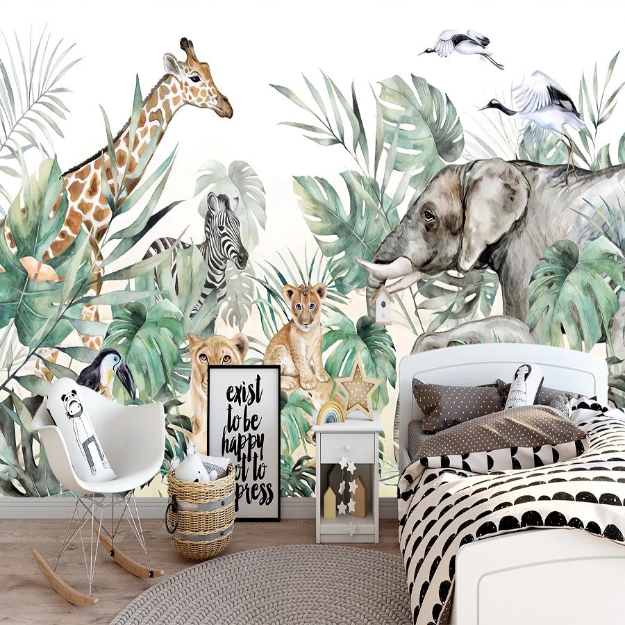 safari animals mural wallpaper