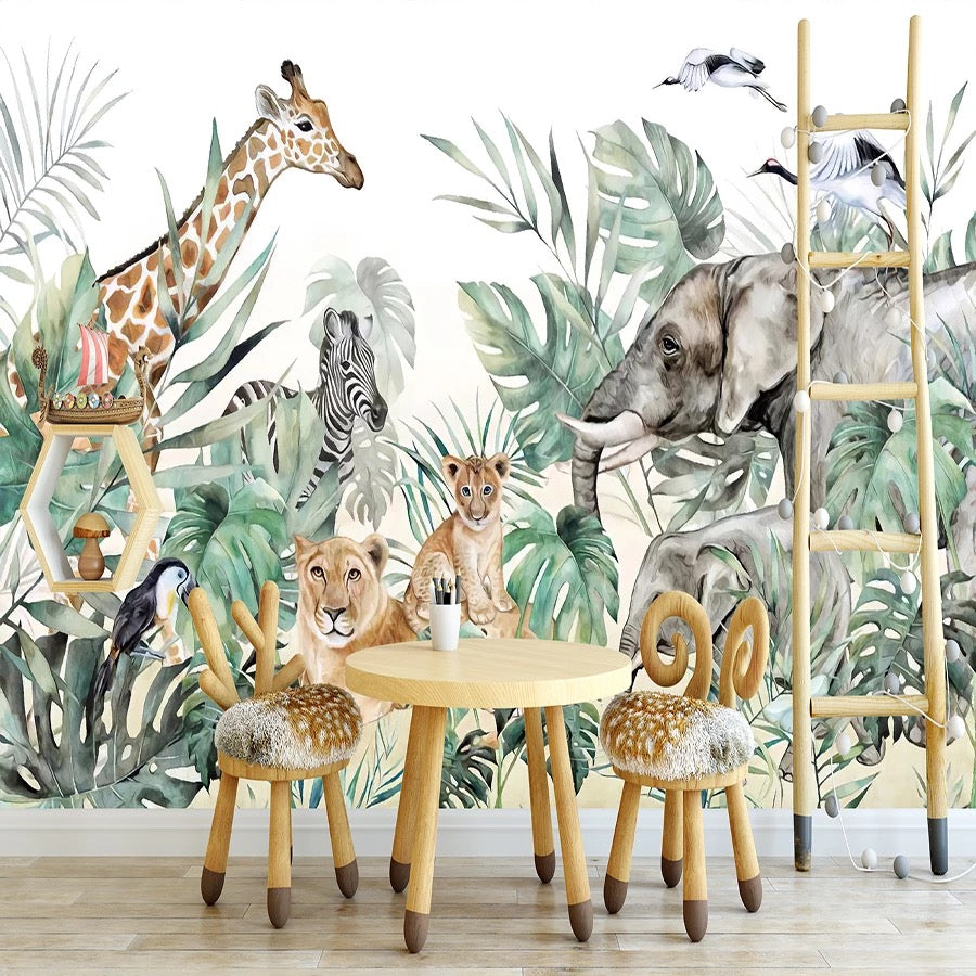 safari animals mural wallpaper