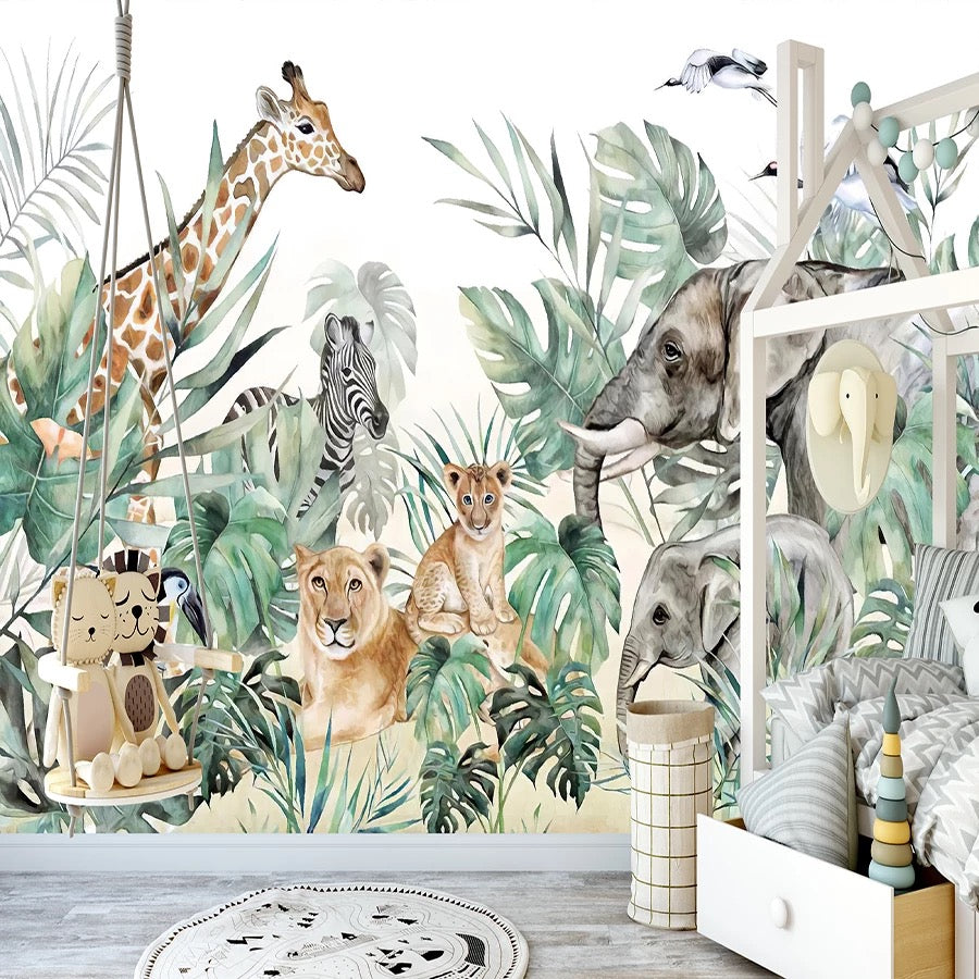 safari animals mural wallpaper