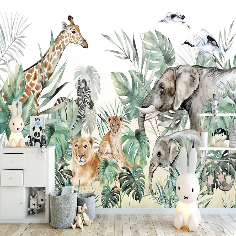 safari animals mural wallpaper