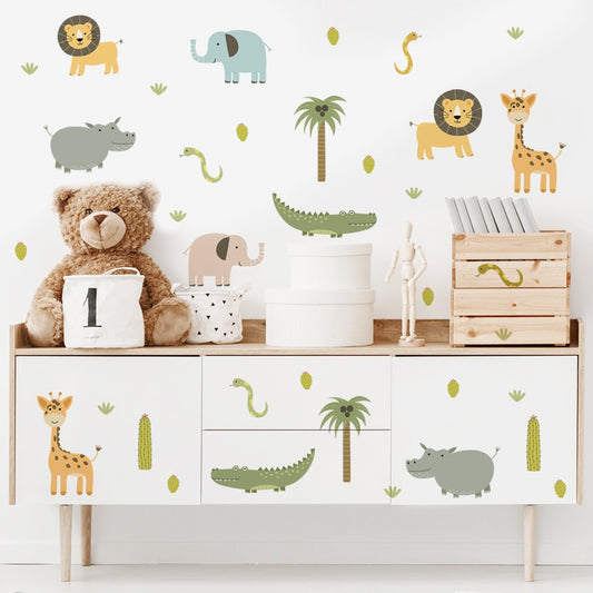 Watercolor Safari Animals Nursery Wall Stickers