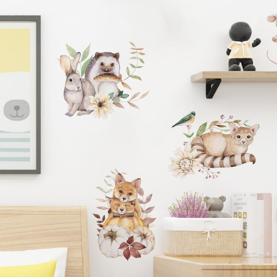 boho woodland animals nursery wall stickers