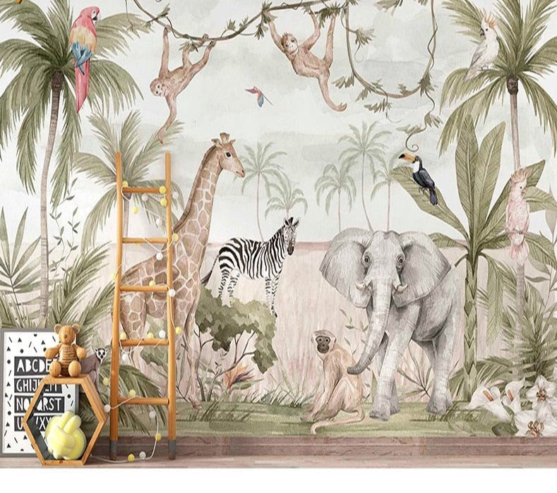 tropical jungle mural