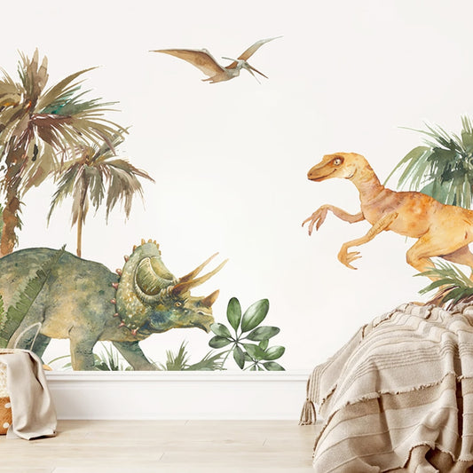 Cartoon Triceratops Dinosaur Park Boys Room Wall Decals