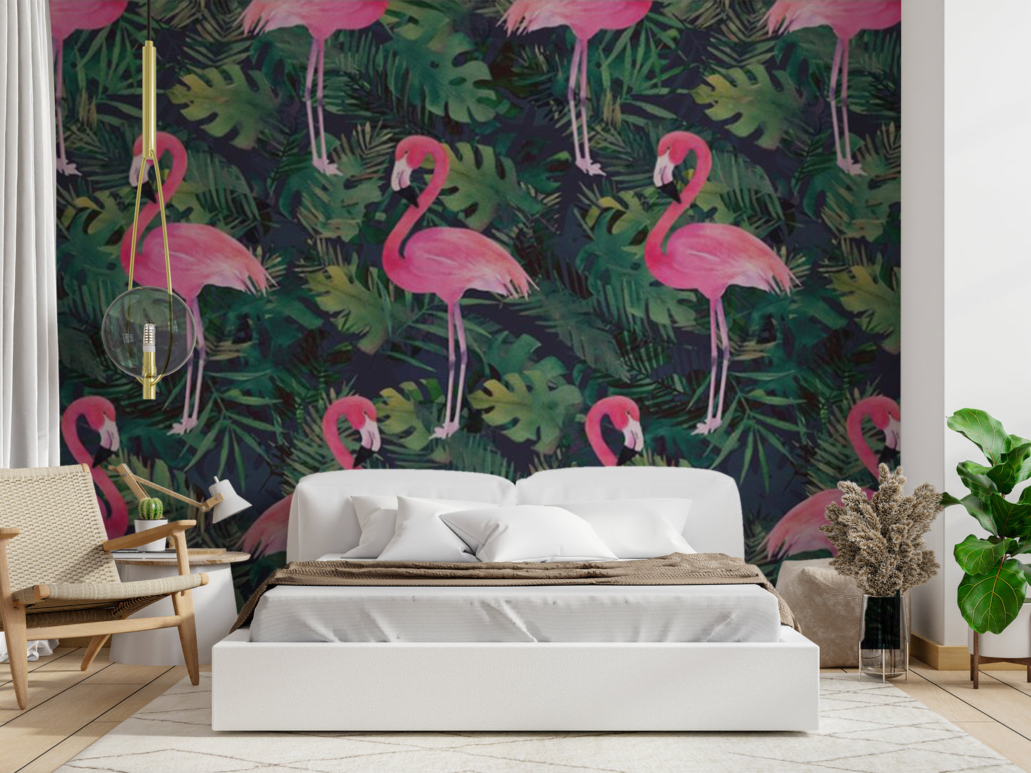 tropical flamingo garden mural wallpaper