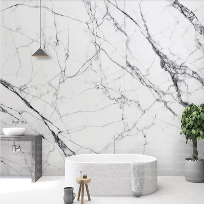 White and Grey Marble Bedroom Mural