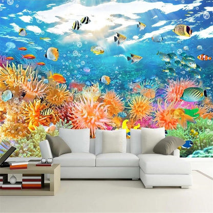 Underwater Fish Frenzy Reef Mural Wallpaper