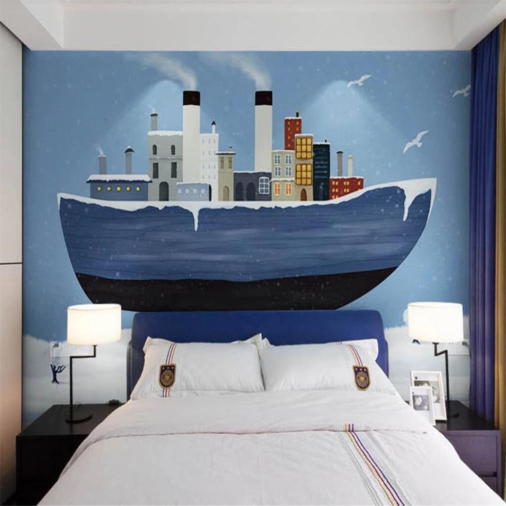 sailor at sea houseboat mural wallpaper