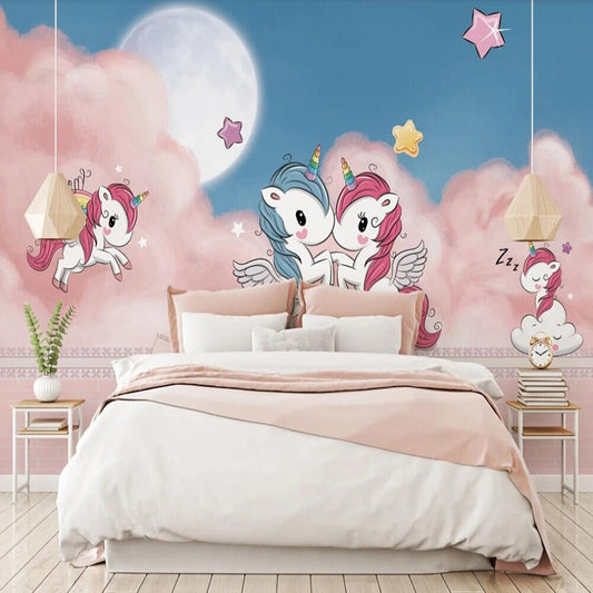 Unicorn Friends Girls Room Mural Wallpaper