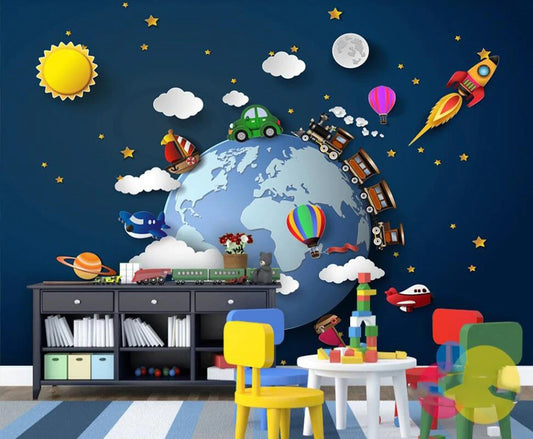 World Transport Children's Mural Wallpaper