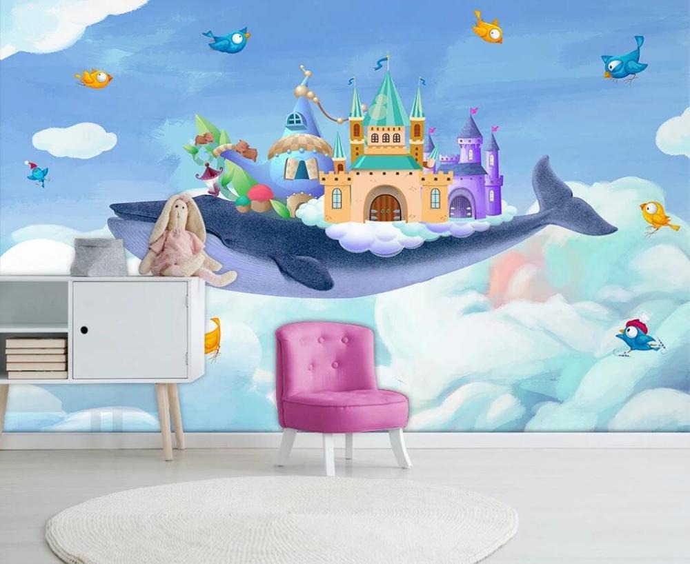 whale and king castle mural wallpaper