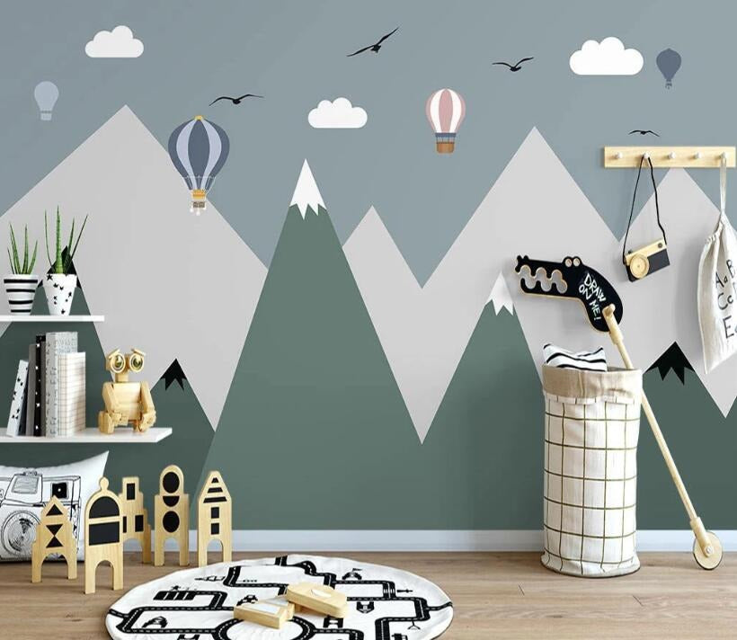 boys blue mountains and grey skies mural wallpaper