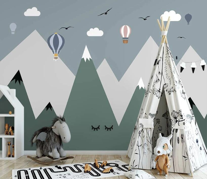 boys blue mountains and grey skies mural wallpaper