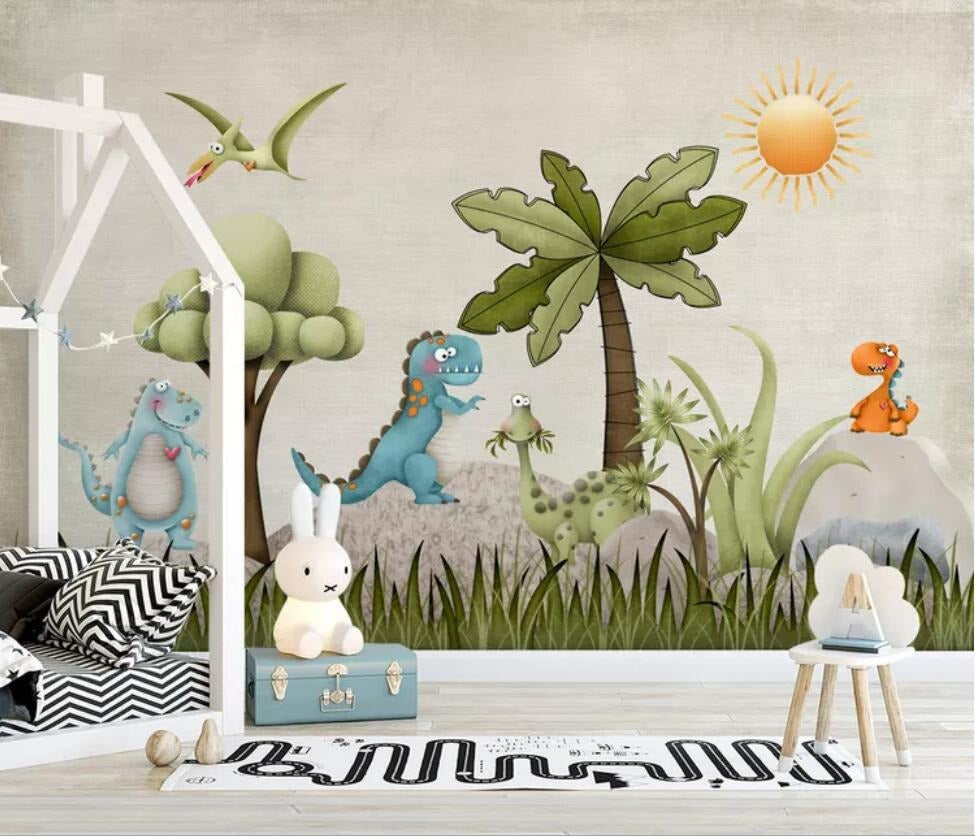 dinosaur forest children's mural wallpaper