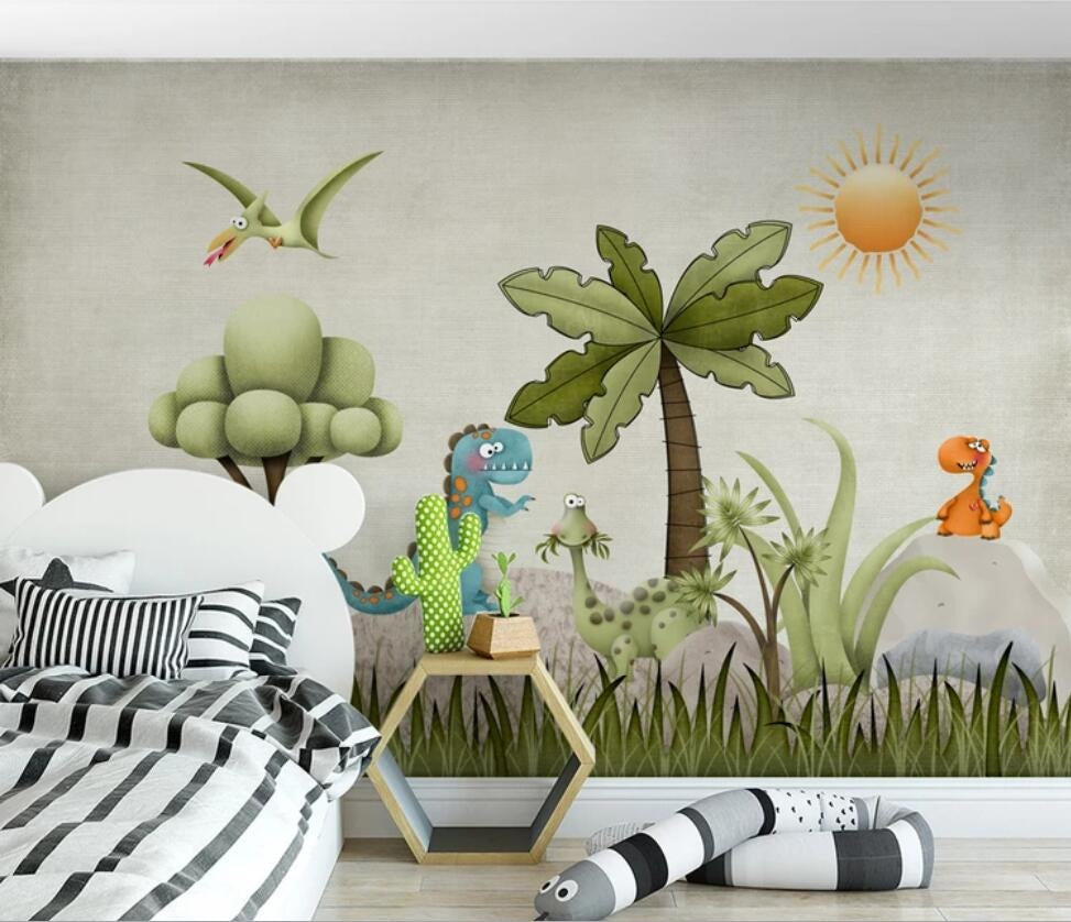 dinosaur forest children's mural wallpaper