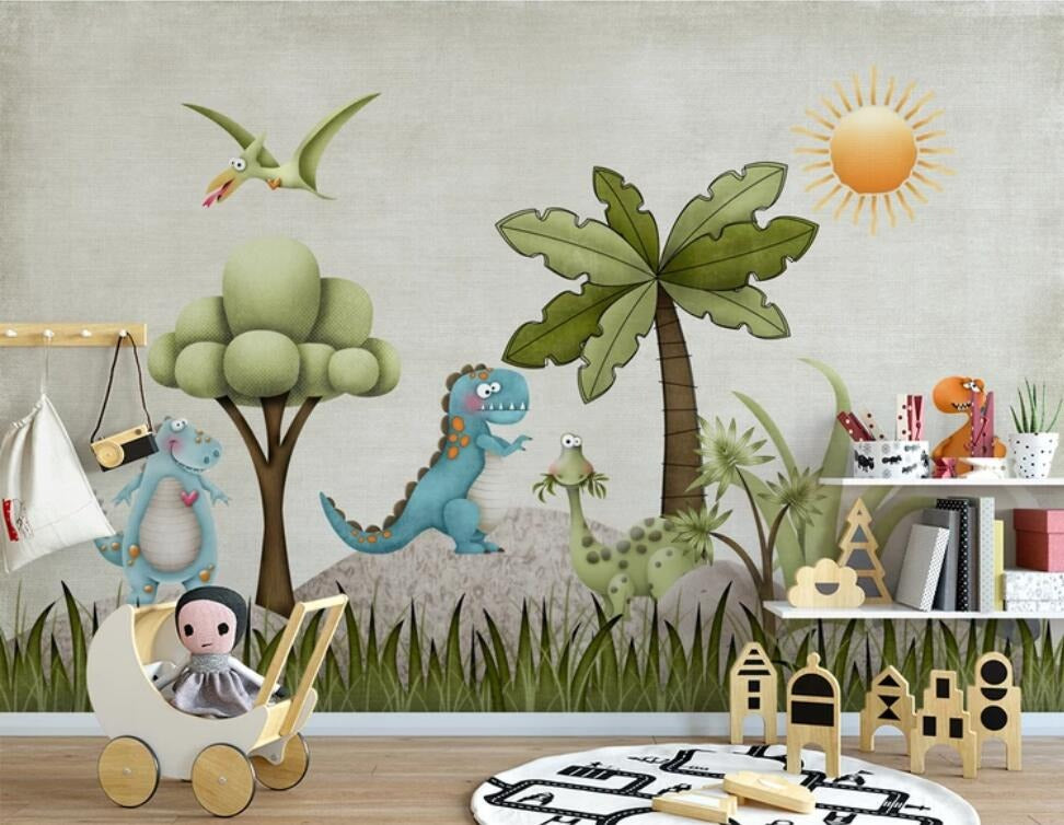 dinosaur forest children's mural wallpaper